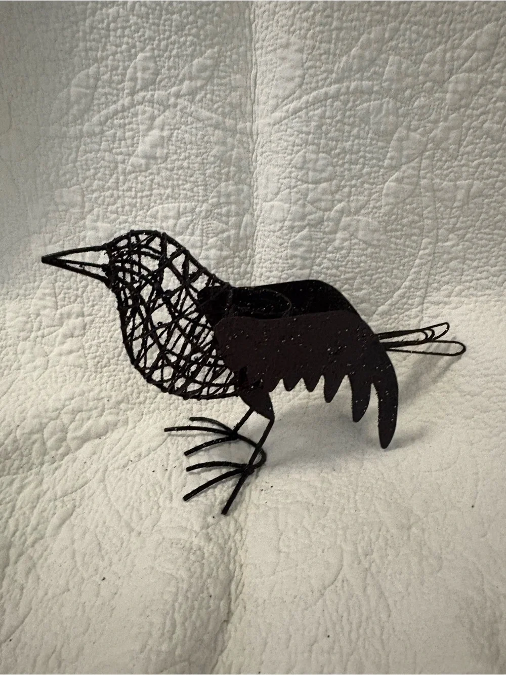 Pier 1 Black Woven Metal Bird tealight holder